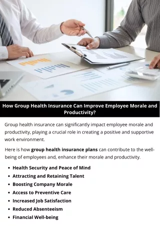 How Group Health Insurance Can Improve Employee Morale and Productivity?