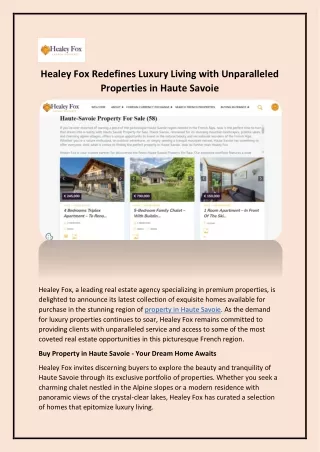 Buy Property in Haute Savoie - Healey Fox