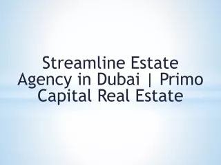 Streamline Estate Agency in Dubai