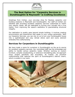 The Best Option for "Carpentry Services in Dunshlaughlin & Maynooth" is Crafting