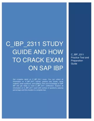 C_IBP_2311 Study Guide and How to Crack Exam on SAP IBP